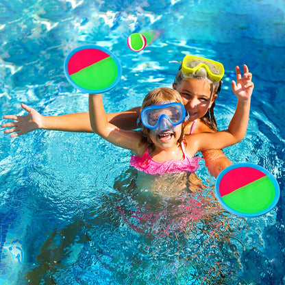 Toss and Catch Ball Game Outdoor Beach Pool Kids Toys outside Lawn Yard Games for 3 4 5 6 7 8 9 10 11 12 Year Old Girls Boys Toys Birthday Gift Easter Basket Stuffers (2 Paddles 2 Balls)