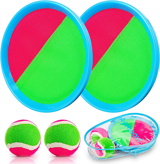 Toss and Catch Ball Game Outdoor Beach Pool Kids Toys outside Lawn Yard Games for 3 4 5 6 7 8 9 10 11 12 Year Old Girls Boys Toys Birthday Gift Easter Basket Stuffers (2 Paddles 2 Balls)